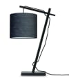 Lampe de table bambou noir/lin H46cm