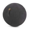 Balle d'assise design aspect velours gris noir avec poignée D65