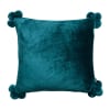 Coussin Tender pompons en polyester paon 45 x 45