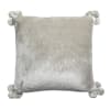 Coussin Tender pompons en polyester perle 45 x 45