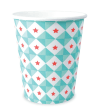 8 vasos de cartón 25 cl - geométricos con estrellas azules