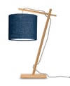 Lampe de table bambou/lin bleu H46cm