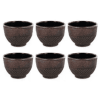 6 tazze di ghisa cinese - nero e bronzo 15 cl