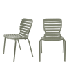 Lot de 2 chaises de jardin en métal vert de gris