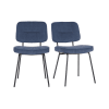 Set de 2 chaises moderne en tissu côtelé bleu