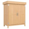 Armoire De Jardin Outsunny 80x45x92 Cm Bois Naturel - Rangement Outils Avec Plateau Métal