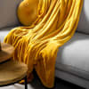 Plaid jaune fleece 150x200 cm uni