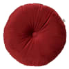 Coussin rond rouge en velours 40 cm uni