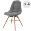 - Chaise scandinave tissu gris pieds hêtre (x4)