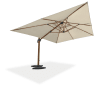 Sonnenschirm mit exzentrischem Fuß, Stahl in Holzoptik, grauem Stoff