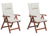 Lot de 2 chaises de jardin avec coussins blanc cassé
