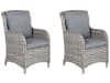 Lot de 2 chaises de jardin grises avec coussin