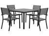 Set di tavolo e 4 sedie in alluminio grigio