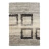 Tapis à poils longs motifs carrés gris 120x170