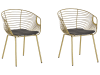 Conjunto de 2 sillas de metal dorado negro