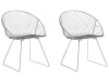 Conjunto de 2 sillas de comedor de metal plateado