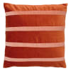 Coussin - orange en velours 45x45 cm avec motif rayé