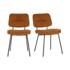 Set de 2 chaises moderne en tissu côtelé orange