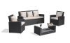 5-Sitzer-Gartenmöbel, Kunstharzgeflecht, schwarz
