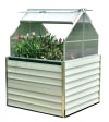 Mini invernadero de jardín doble en acero galvanizado blanco