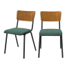 Chaise en bois foncé et velours vert (lot de 2)