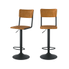 Set aus 2 verstellbaren Barstühlen aus dunklem Holz, 60/80cm