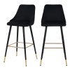 Set aus 2 Barstühlen aus schwarzem Samt, 77.5cm
