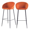 Set aus 2 Barstühlen aus orangefarbenem Samt, H75cm