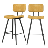 Chaise de bar mi-hauteur 66 cm cuir synthétique jaune (x2)