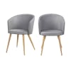 Sedia in tessuto grigio chiaro con gambe in metallo (set di 2)