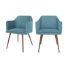 Chaise avec accoudoirs en velours bleu (lot de 2)