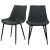 Chaise en cuir synthétique gris foncé et métal noir (x2)
