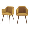 Lot de 2 chaises avec accoudoirs en velours jaune moutarde