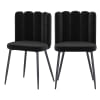 Sedia in velluto nero con gambe in metallo nero (set di 2)