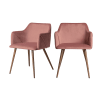 Lot de 2 chaises avec accoudoirs en velours rose