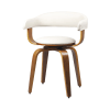 Chaise avec accoudoirs en cuir synthétique blanc
