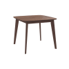 Table carrée 4 personnes en bois foncé finition noyer 90 cm