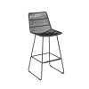 Chaise de bar extérieur en polypropylène noir et pieds en métal noir