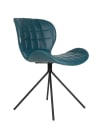 Chaise design aspect cuir bleu