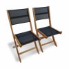 Lot de 2 chaises pliantes en bois d'Eucalyptus FSC huilé noir