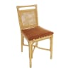 Chaise rotin et velours ocre