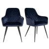 Lot de 2 chaises modernes en velours côtelé bleu