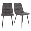 Lot de 2 chaises design en tissu pieds métal gris