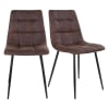 Lot de 2 chaises design en tissu pieds métal marron