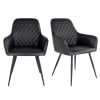 Lot de 2 chaises design en simili cuir noir