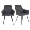 Lot de 2 chaises design en simili cuir gris foncé