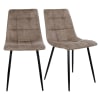 Lot de 2 chaises design en tissu pieds métal taupe