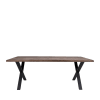 Table à manger en bois et métal 200x95cm bois foncé et noir