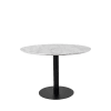 Table à manger ronde effet marbre D110cm blanc