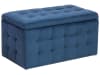 Pouf ottomano con contenitore velluto blu scuro